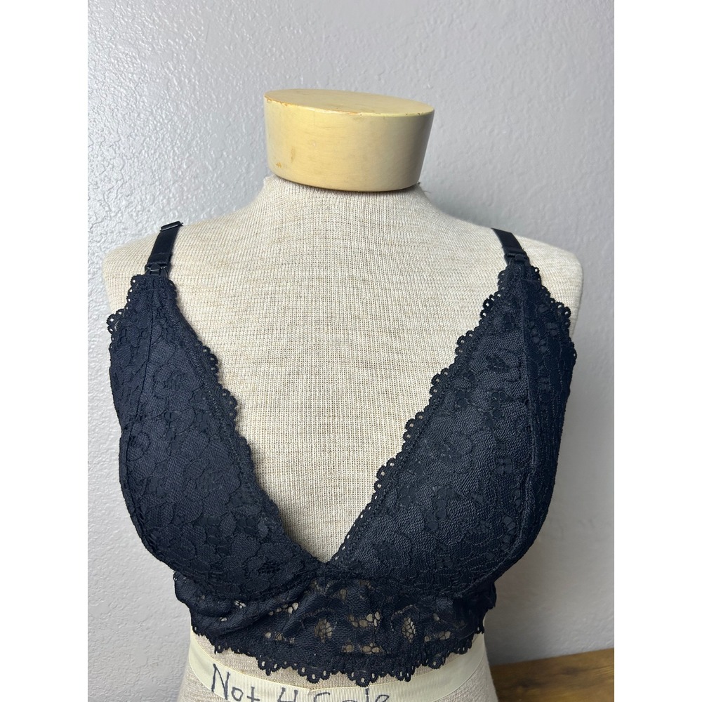 Momanda Black Lace Nursing Bralette Wireless Size 40DD Postpartum Casual Comfort